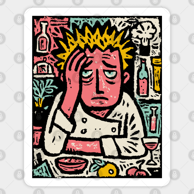 Frustrated Chef Life - The Agony of the Kitchen Sticker by TuncGK
